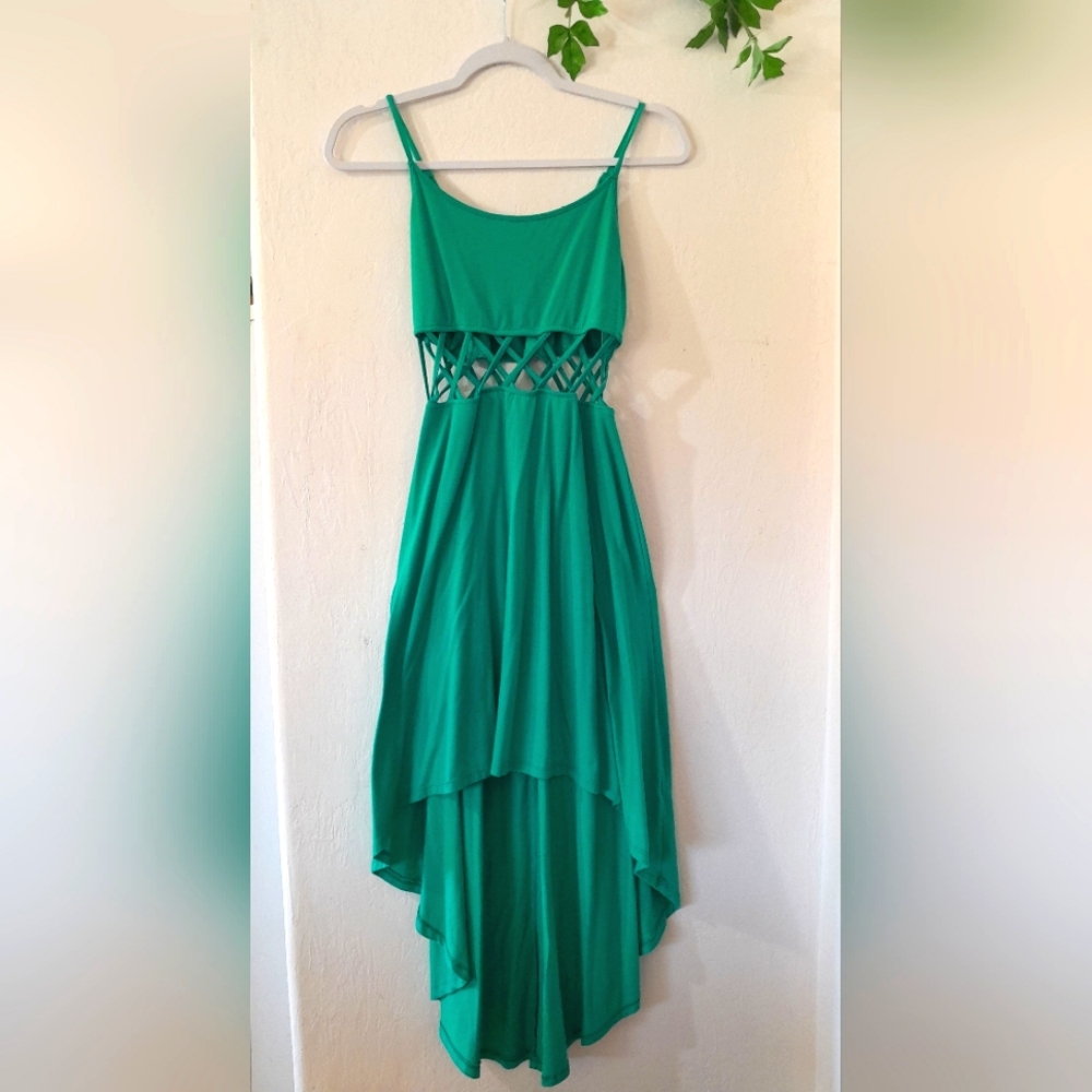 Derek Heart Green Cut-Out Maxi Dress Medium